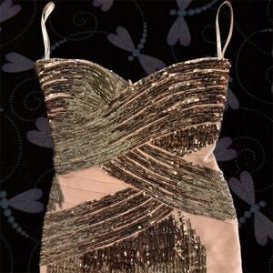 slim fit dress slacks Pre-owned Herve Leger Metallic Bandage Dress – Sabrina's Closet main image 0